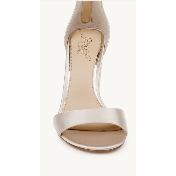 Jewel Badgley Mischka Louise Peep-Toe Block Heel Champagne Size 11 Wedding Party - Picture 4 of 14